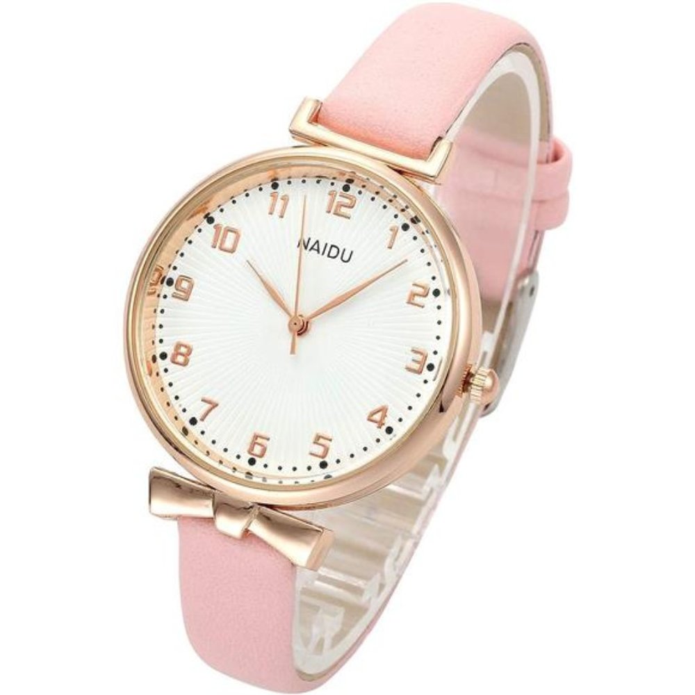 Womens Ladies Classic Simple Leather Analog Quartz Wrist Watch Rose Gold Case